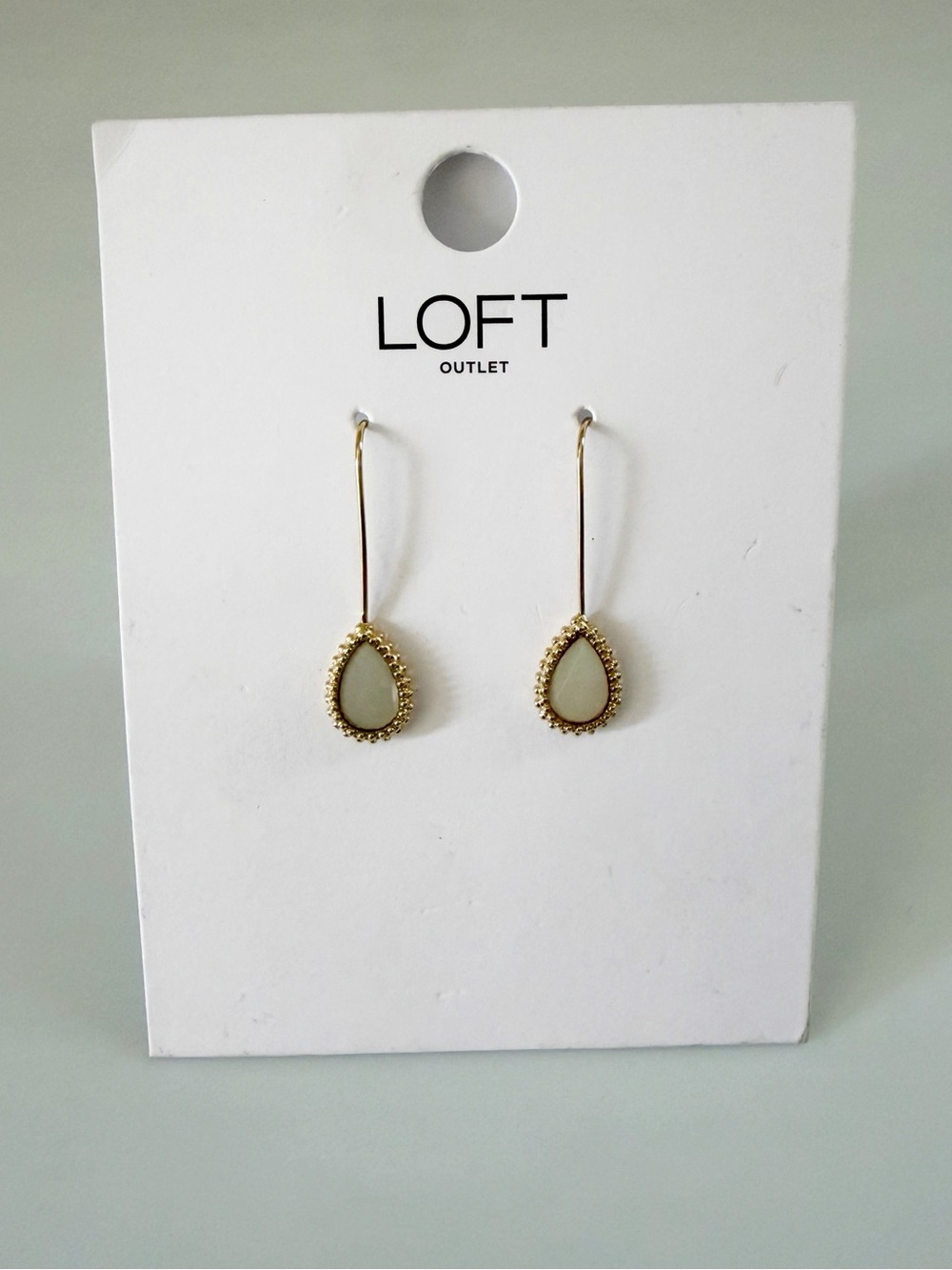 LOFT Mother Of Perl Gold Tone Teardrop Dangle Earrings New